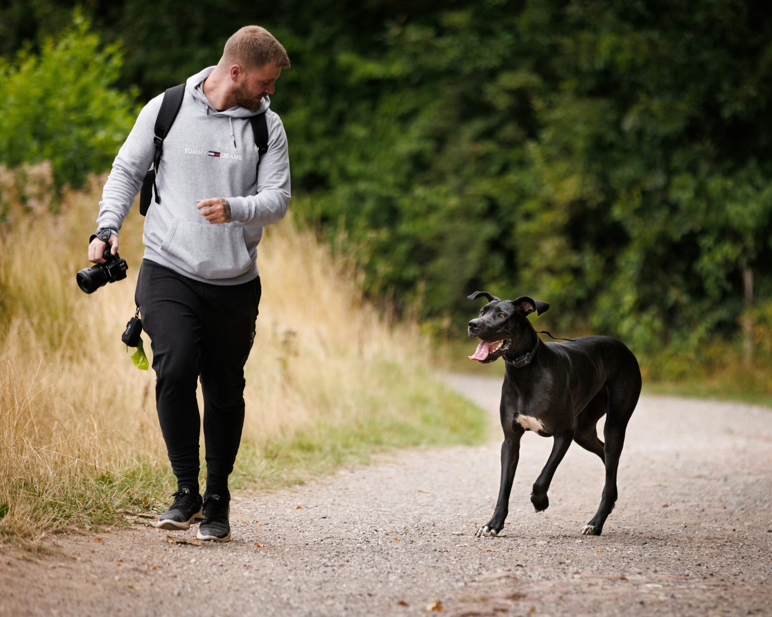 Happy dog and owner